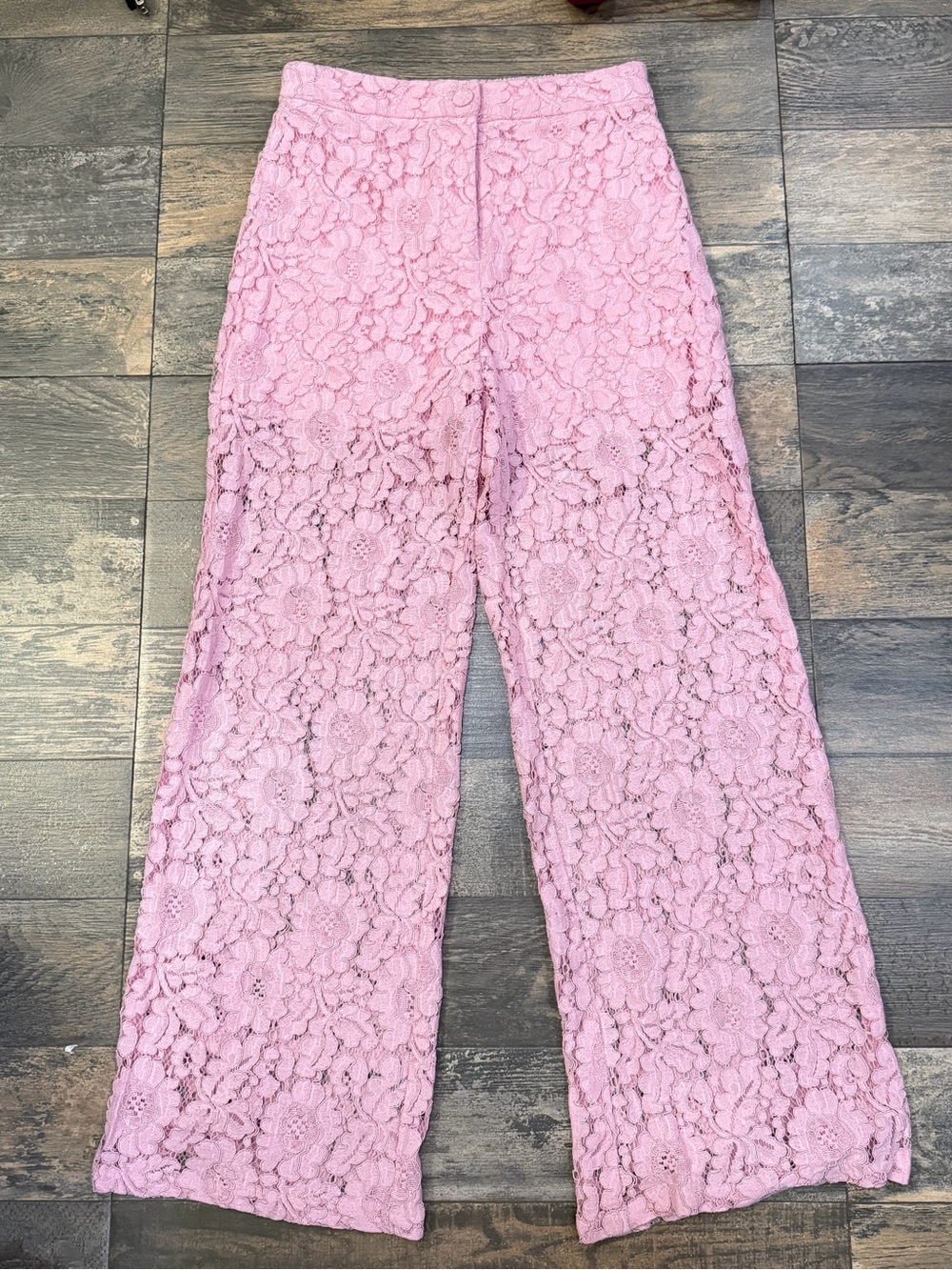 Women's Pink Lace Wide-Leg Pants